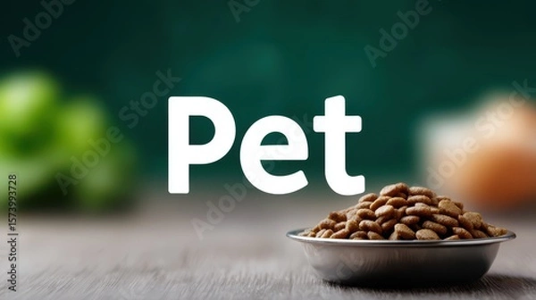 Obraz The word PET illustrated in a conceptual and commercial style, representing the pet food business and industry branding.