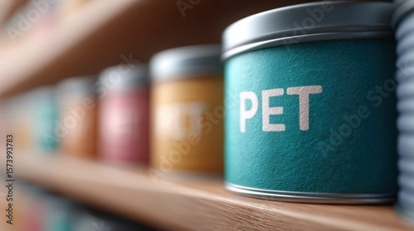 Obraz The word PET illustrated in a conceptual and commercial style, representing the pet food business and industry branding.
