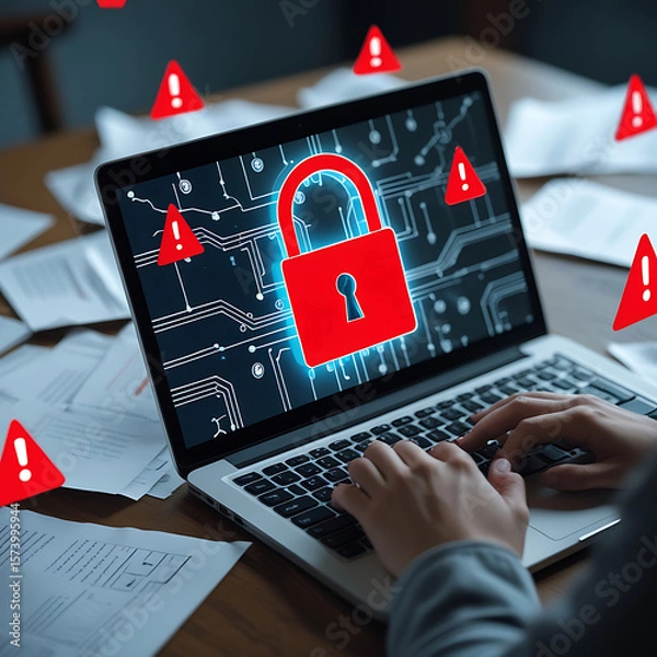 Fototapeta Data Security Concept Icons Representing Cybersecurity, Digital Protection, and Information Privacy