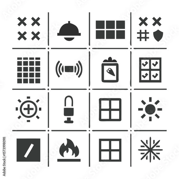 Fototapeta Collection of minimalist icon set featuring varied concepts and design elements