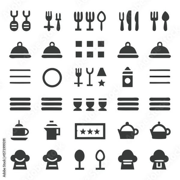 Fototapeta Collection of modern restaurant and culinary icons for menu design and web applications