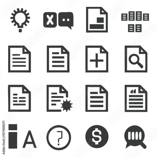 Fototapeta Collection of simple vector icons depicting various business and office related symbols