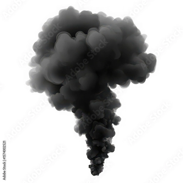 Obraz Dense dark smoke billowing upwards against black background