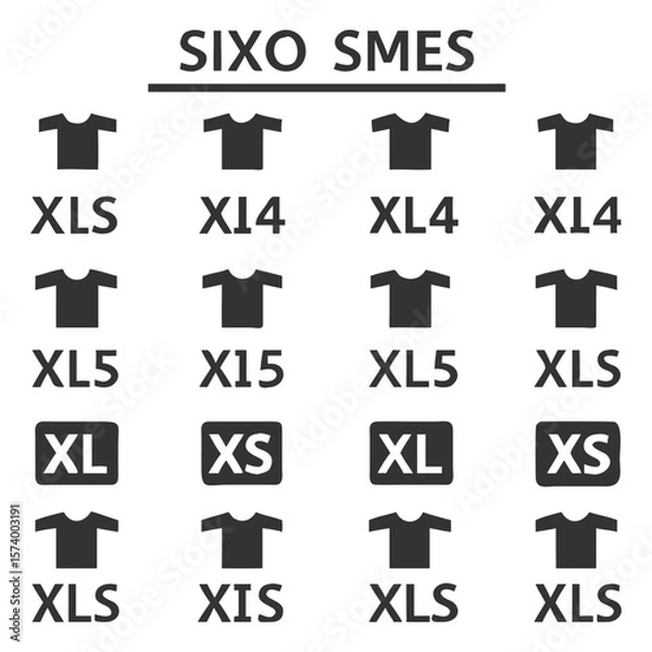 Fototapeta Graphic depicting multiple t shirts labeled with various sizes and measurements for apparel design.