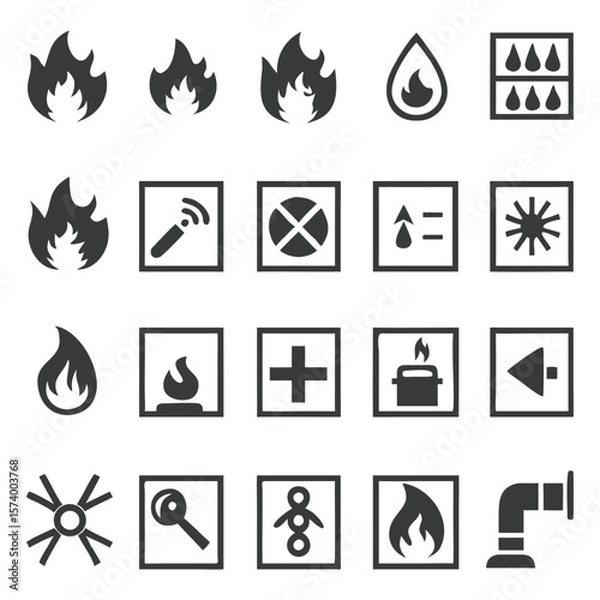 Fototapeta Set of minimalist iconographic symbols representing various elements and activities