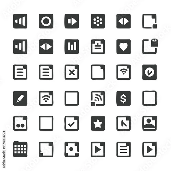 Fototapeta Set of modern square icons illustrating various functional symbols and digital actions