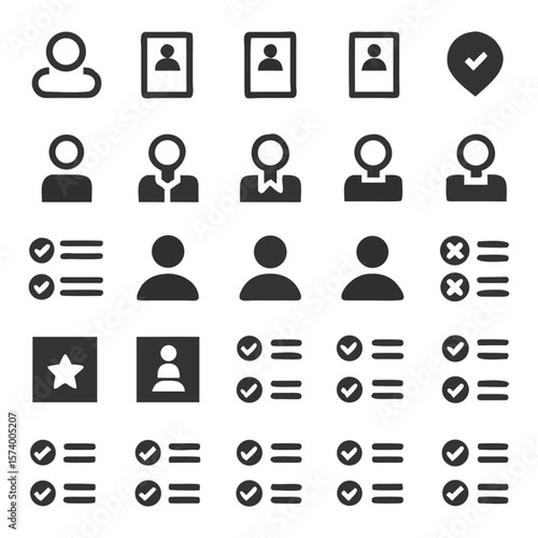 Fototapeta Set of simple vector icons depicting user profiles and interface elements