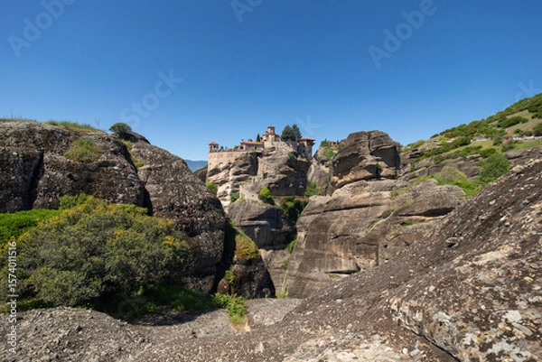 Fototapeta The monastery in the Meteora mountains
