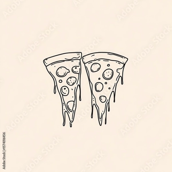 Fototapeta Two slices of pizza with melted cheese