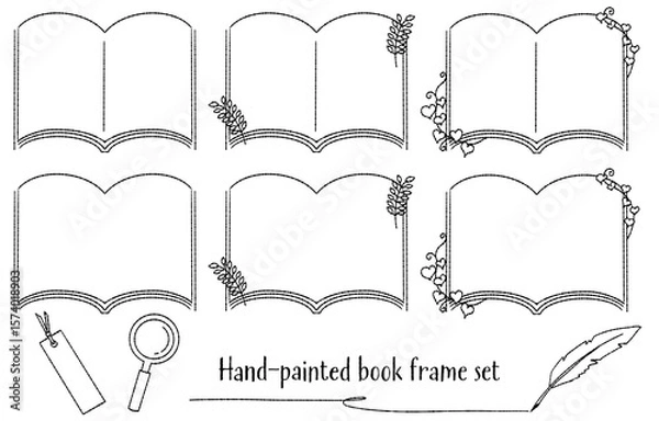 Fototapeta Hand-painted Book Frame Set (Vector)