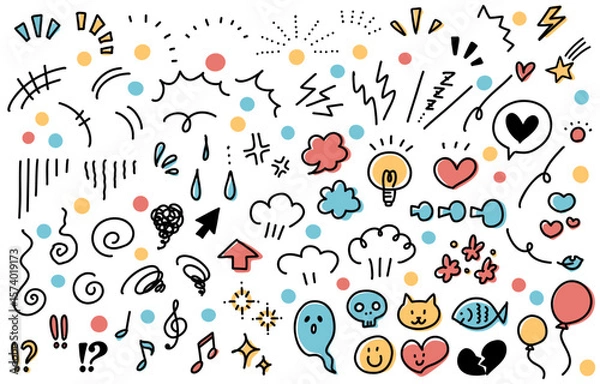 Fototapeta Handwritten emotional expression symbol icon set