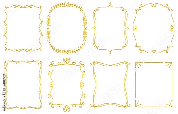 Fototapeta Hand-drawn Gold Decorative Frames Set (vector)