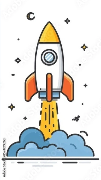 Fototapeta Rocket Firework Simple Vector Icon
