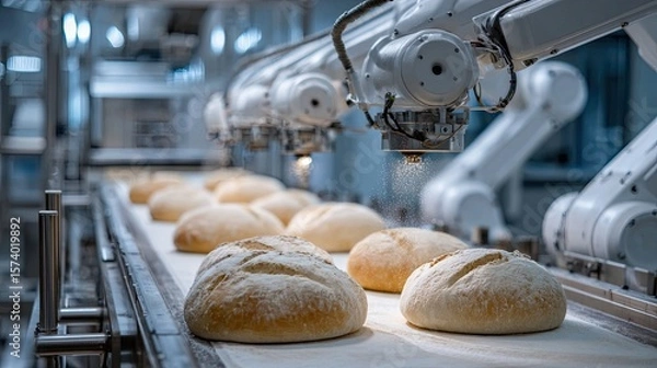 Fototapeta Fully automated smart bakery with robot chef