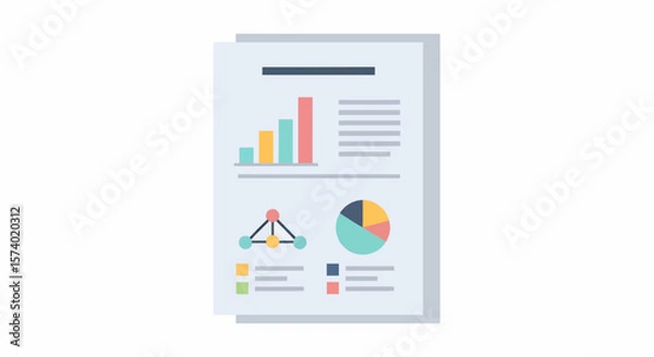 Fototapeta Business Report with Bar Graph Pie Chart and Network Diagram.