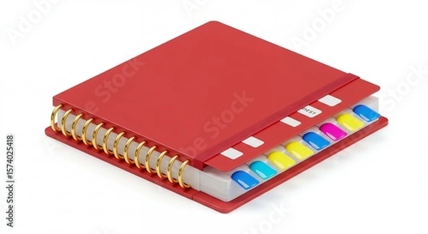 Fototapeta Red spiral bound notebook with inserts