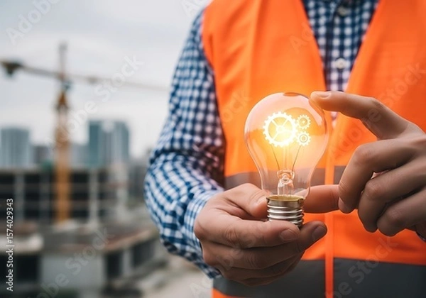 Fototapeta Innovative Engineering Solutions Powering Future Construction Projects with Bright Ideas