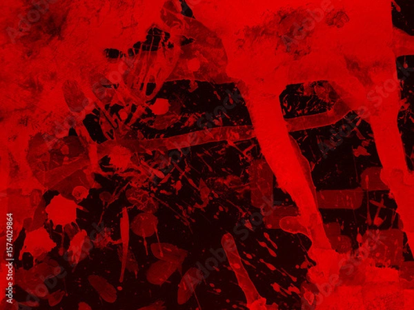 Obraz ホラーテクスチャ 赤色の飛沫 背景素材 油絵の具 アート 液体 濃い 怖い 鮮やか