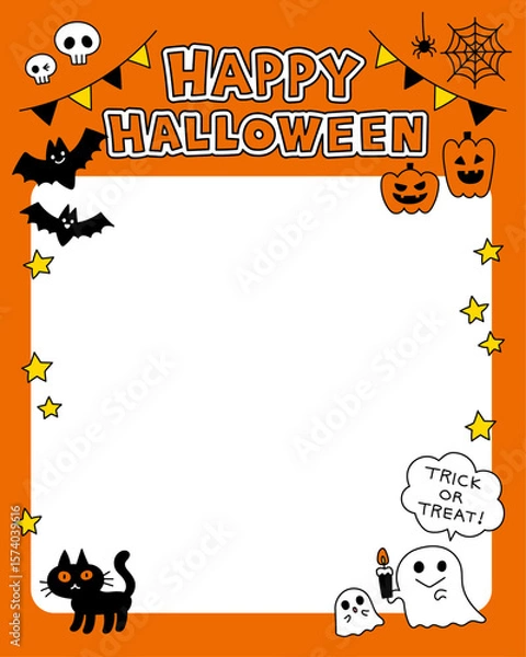 Fototapeta ハロウィンモチーフがたくさん入ったポップで可愛いイラスト ベクター