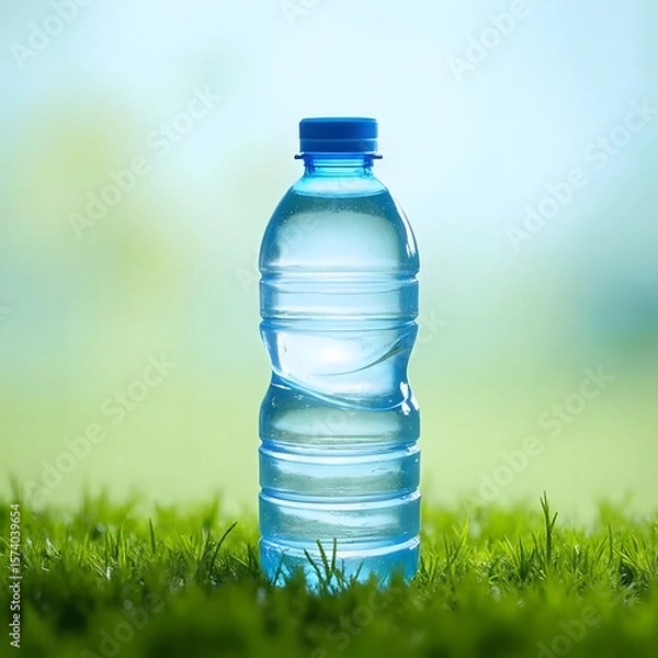Obraz bottle of water on green grass