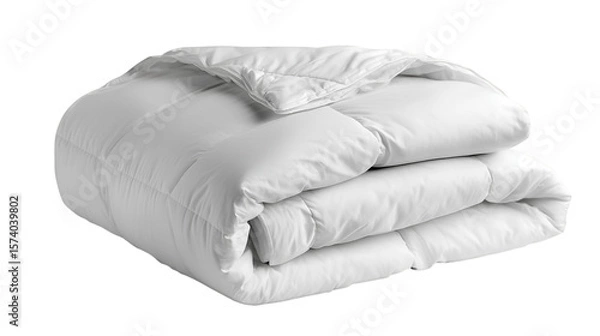 Obraz A neatly folded white down comforter on a black background providing a clean and minimalist aesthetic