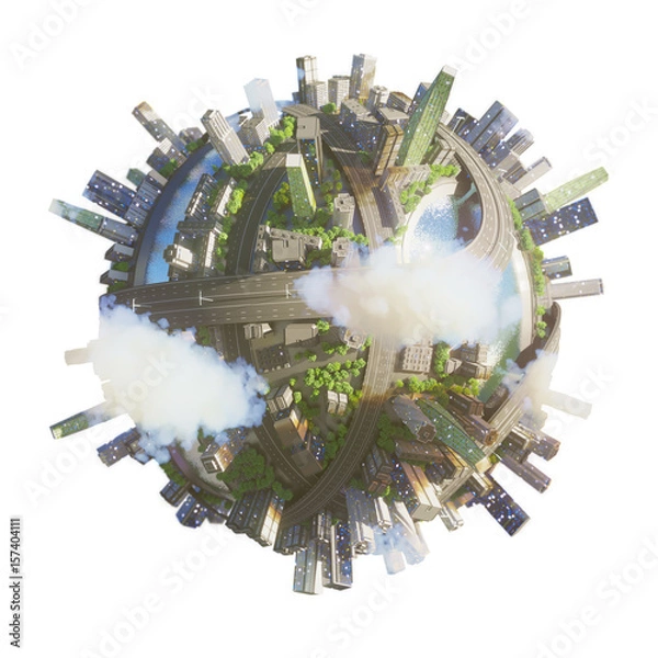 Obraz Conceptual Planet city 3d rendering