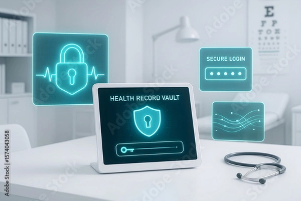 Obraz Secure healthcare data concept depicting medical records protection and patient information privacy in a digital environment