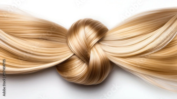 Fototapeta A close-up shot of section of blond hair tied in a knot
