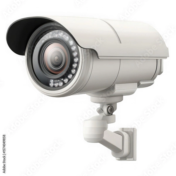 Fototapeta White security camera with infrared illuminators and adjustable mount