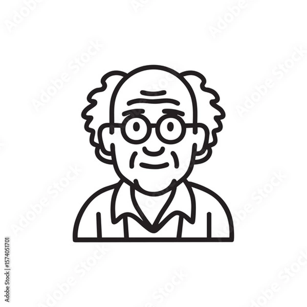 Fototapeta Friendly older man with glasses and curly hair smiling warmly