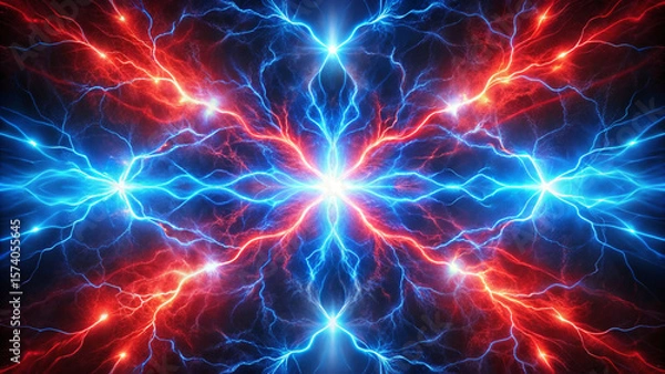 Obraz 赤と青の雷エフェクト	