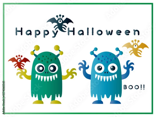 Obraz ハロウィーン■ハロウィーンモンスターのイラストセット■ポストカード	
