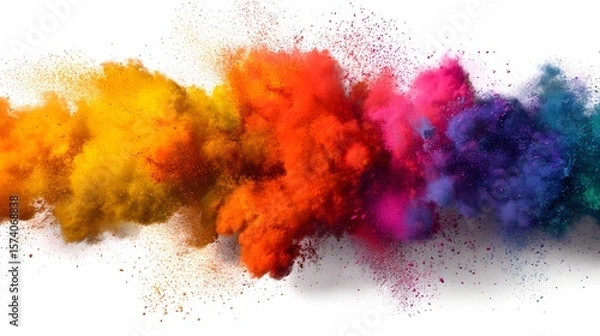 Fototapeta Vibrant Color Explosion Abstract Multicolored Powder Cloud Burst on White Background