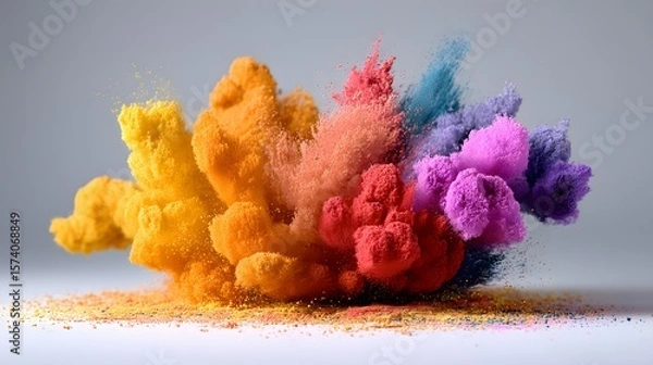 Fototapeta Vibrant Colorful Powder Explosion Abstract Art Multicolored Dust Cloud Burst