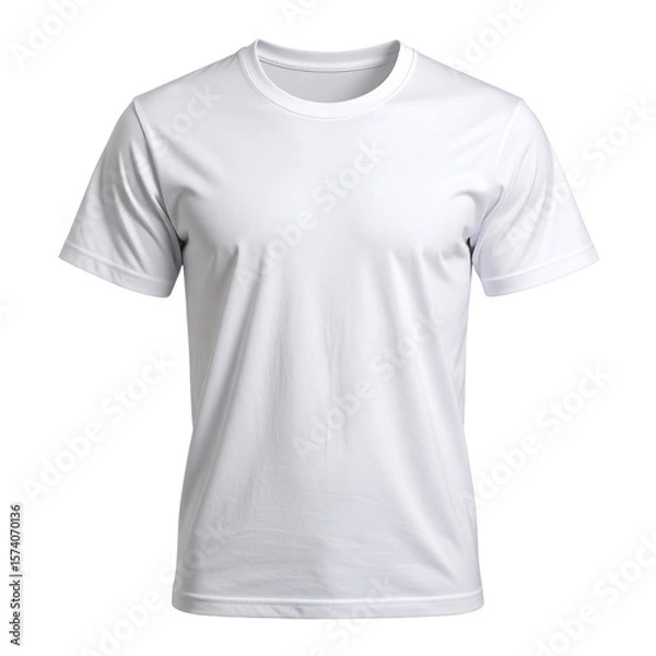 Fototapeta Plain White T-Shirt Front View Mockup, Isolated on Transparent Background