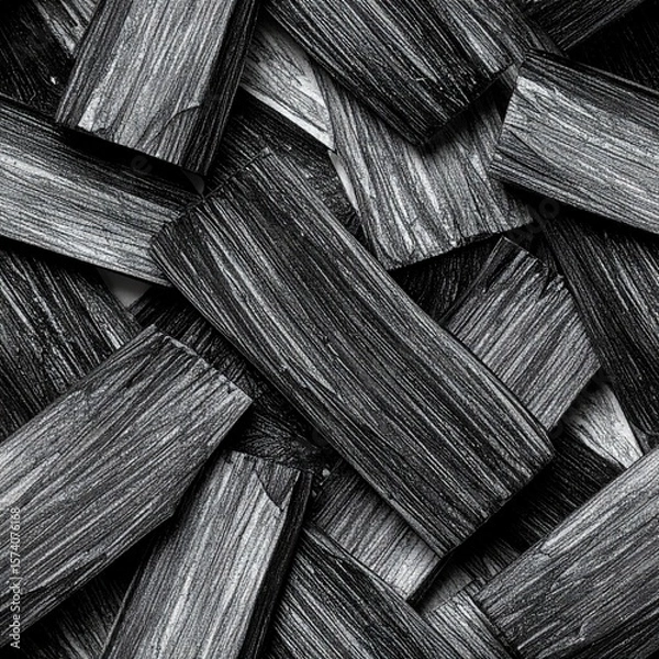 Fototapeta Monochrome Charcoal Drawing Texture on Rough Paper, Seamless Pattern