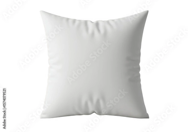 Fototapeta A pristine white square pillow rests softly on a transparent background