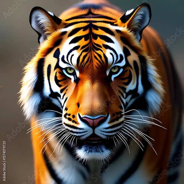 Fototapeta Modern background of tiger with geometric overlay and rich textures, clear focus 