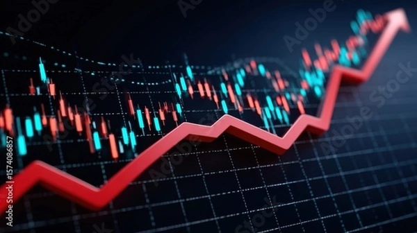 Obraz Dynamic Financial Chart Displaying Positive Growth Trends in Digital Business Landscape