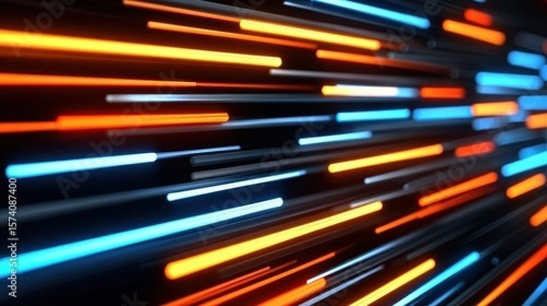 Obraz Dynamic Motion Blur of Colorful Neon Lights in Patterns Conveying Speed and Energy