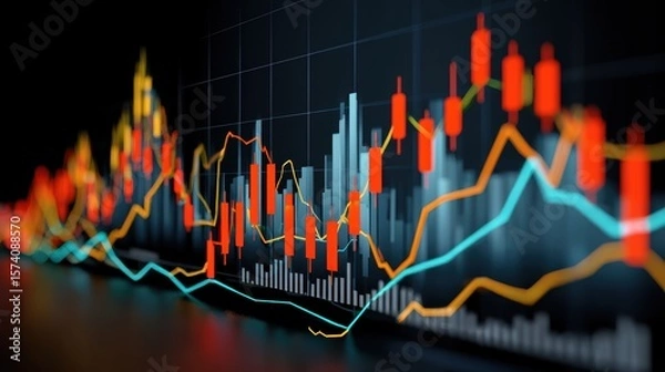 Fototapeta Dynamic Stock Market Graphs Representing Financial Trends and Data Analysis in a Digital Format