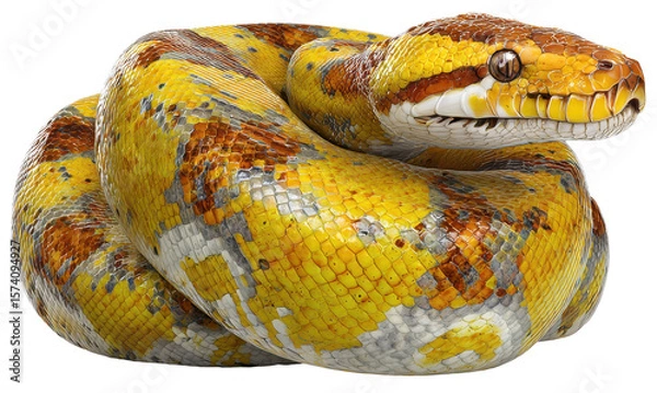 Fototapeta python snake coiled isolated on transparent background