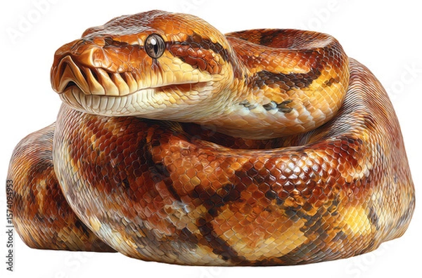 Fototapeta python snake coiled isolated on transparent background
