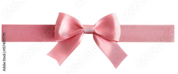 Obraz Pale pink satin bow and ribbon isolated on white or transparent png