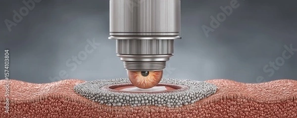 Fototapeta A close-up look at a high-tech device performing a precise procedure on skin
