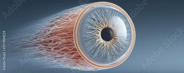 Fototapeta This image depicts a highly detailed, stylized representation of a human eye in motion