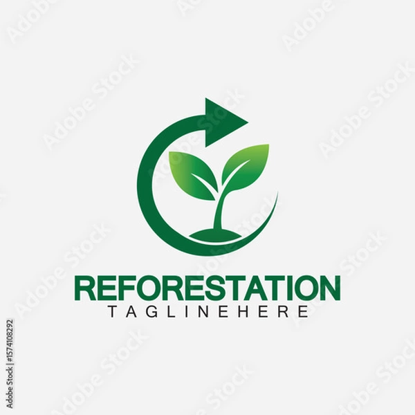 Obraz Reforestation logo design vector template, Emblem, Design Concept, Creative Symbol, icon