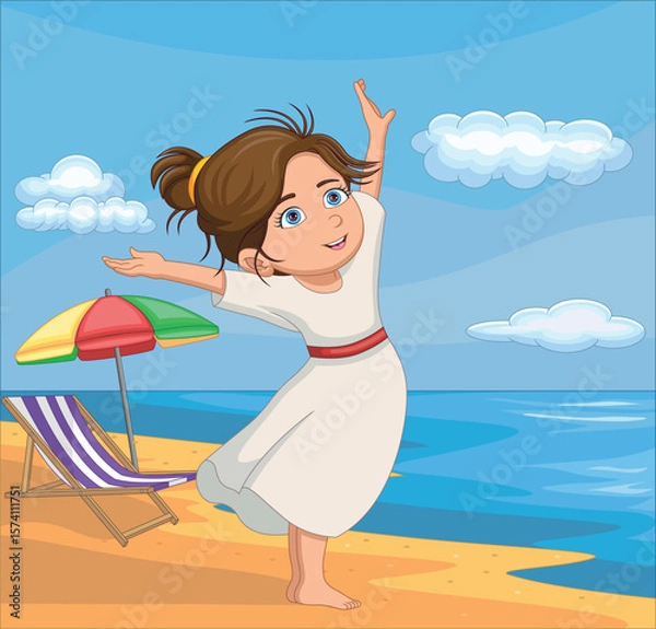 Obraz Little girl standing on the beach