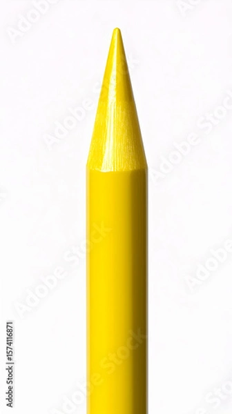 Obraz Close-up of a sharpened yellow pencil point against a white background; art supply, drawing, creativity