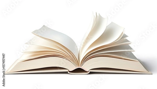 Obraz An open book with blank pages on a white background, representing education and knowledge